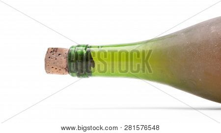 Top Of An Old Bottle Of Wine, Isolated On White