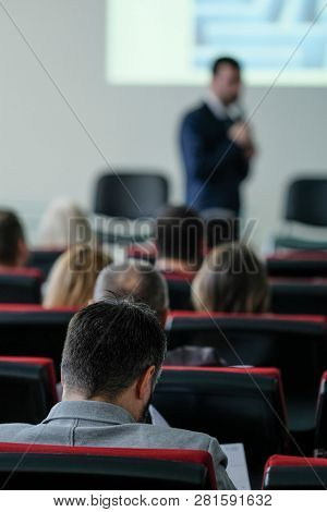 Moscow, Russia - January, 22, 2019: image of the Conference