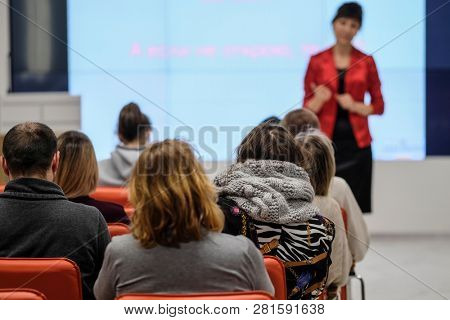 Moscow, Russia - January, 22, 2019: image of the Conference