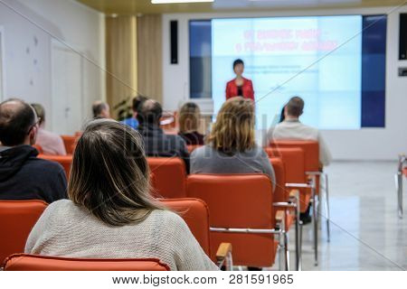 Moscow, Russia - January, 22, 2019: image of the Conference