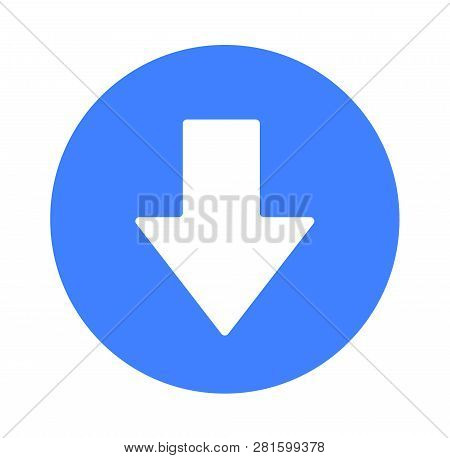 Blue Arrow Icon Close-up, Flat Vector Illustration