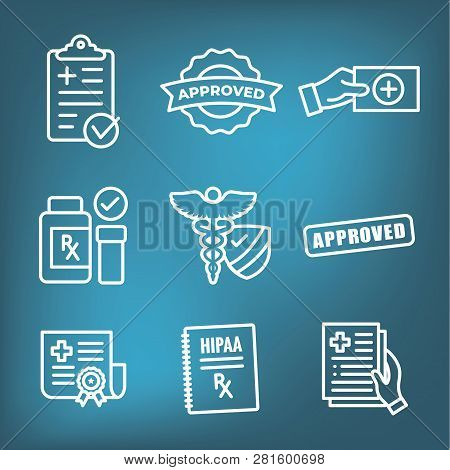 Medical Report Outline / Line Flat Vector Icon - Mobile Application Or Button Design. Vector Design 