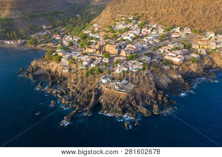 Aerial View Cidade Velha City  In Santiago - Cape Verde - Cabo Verde