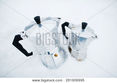 Close-up Of Two Coffee Moka Over White Background