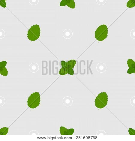 Floral Summer Print. Seamless Pattern With Leaves Of Mint.