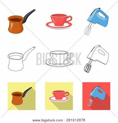 Vector Design Of Kitchen And Cook Icon. Set Of Kitchen And Appliance Stock Vector Illustration.