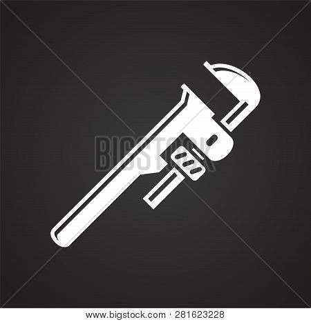 Tool Wrench Icon On Black Background For Graphic And Web Design, Modern Simple Vector Sign. Internet