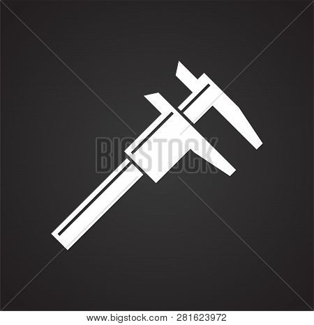 Tool Caliper Icon On Black Background For Graphic And Web Design, Modern Simple Vector Sign. Interne