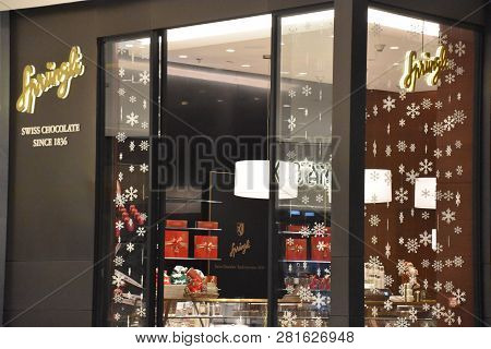 Dubai, Uae - Dec 13: Sprungli Chocolates At Fashion Avenue At Dubai Mall In Dubai, Uae, On Dec 13, 2