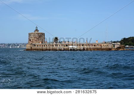 Fort Denison With Its Martello Tower, Part Of The Sydney Harbour National Park. It Is A Protected Na