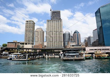 Sydney, Australia; October 26th 2018 - View On Skyscrappers And Harbour In Sydney City Centre