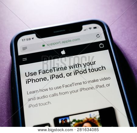 Paris, France - Jan 30, 2018: Apple Iphone Xs With Facetime App Description Of Advantages On The Off