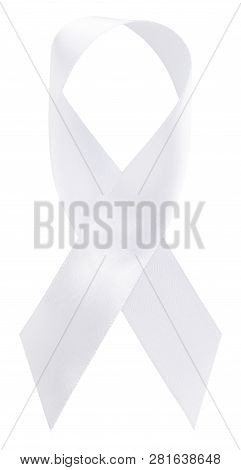 White Ribbon For Raising Awareness On Lung Cancer, Bone Cancer, Multiple Sclerosis, Severe Combined 