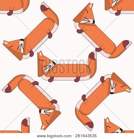 Vector Seamless Pattern With Cute Cartoon Foxes5