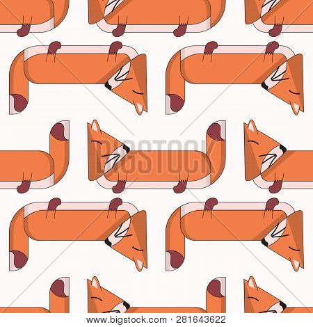 Vector Seamless Pattern With Cute Cartoon Foxes6
