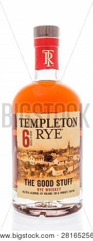 Winneconne, Wi - 29 January 2019: A Bottle Of Templeton Rye Whiskey On An Isolated Background