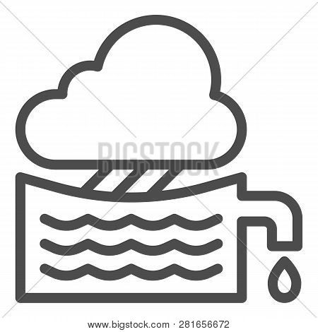 Rainwater Tank Line Icon. Water Container Vector Illustration Isolated On White. Agriculture Outline