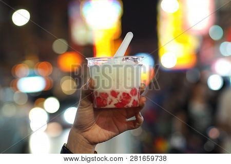 Soft Focus, Thai Dessert Recipes, Mock Pomegranate In Coconut Syrup Or Thai Name Is 