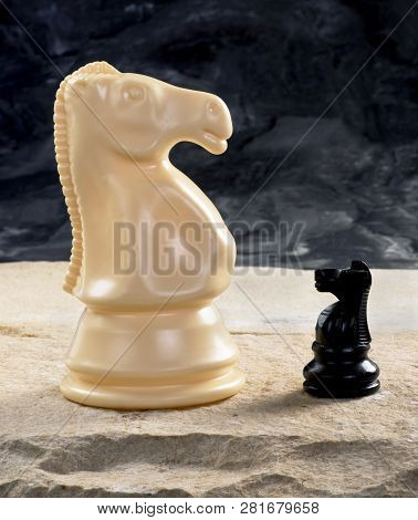 Chess Pieces With Knight To Knight Large Nd Small.