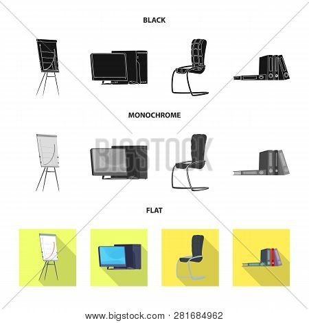 Vector Illustration Of Furniture And Work Icon. Set Of Furniture And Home Vector Icon For Stock.