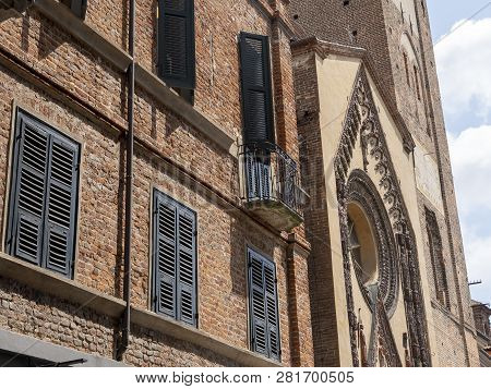 Chivasso, Turin, Piedmont, Italy: Facade Of The Medieval Cathedral