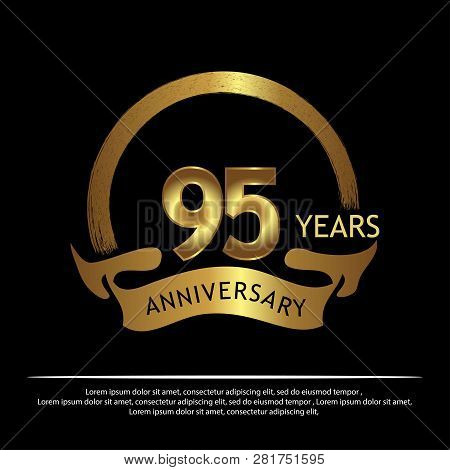 Ninety Five Years Anniversary Golden. Anniversary Template Design For Web, Game ,creative Poster, Bo
