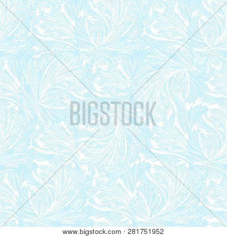 Winter Light Blue Frozen Glass Seamless Pattern Background. For Winter Printable Design. Cyan Frost 