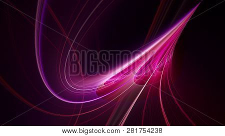 Abstract red background element on black. Fractal graphics. Composition of glowing lines and mption blur traces. Movement and innovation concept.