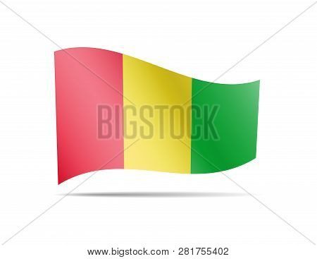 Waving Guinea Flag In The Wind. Flag On White Vector Illustration