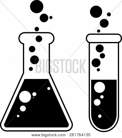 Lab Test Tube Science Vector Black On White Background