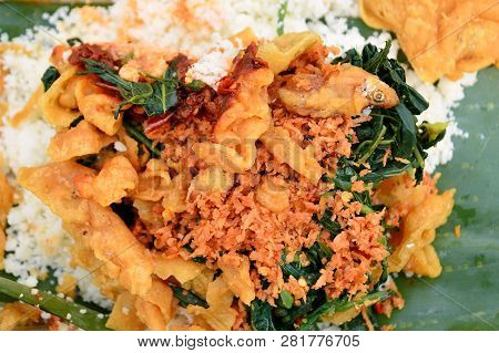 Rural Specialties From Indonesia, The Name Is Corn Rice Or Pecel Rice
