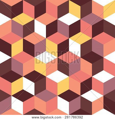 Seamless Pattern Of Colored Cubes. Endless Multicolored Cubic Background. Cube Pattern. Cube Vector.