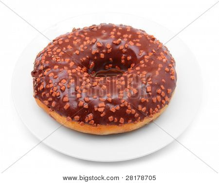 verglaste chocolate Donut Kakao Aktuelles isoliert auf weißem Hintergrund.