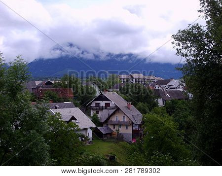 View Of Beautiful Mountain Village Radovljica, Slovenia