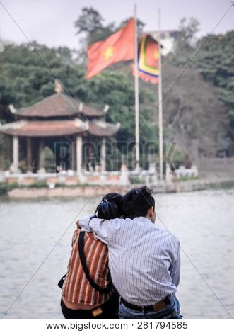 Two Lovers Looking Over Hoàn Kiếm Lake,hanoi,vietnam
