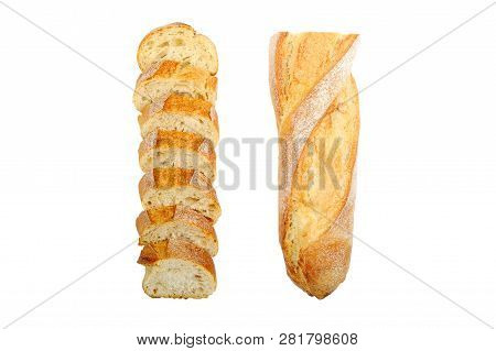 Fresh Baked Loaf Of  Baguette Made From Wheat Flour, Water, Yeast, And  Salt. Image Is In Horizontal