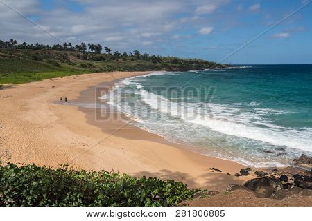 Panoramic Of Donkeys Or Paliku Beach On The Coast Of Kauai In Hawaii