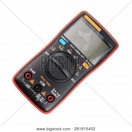 Black Digital Multimeter Isolated On White Background At Dry Day