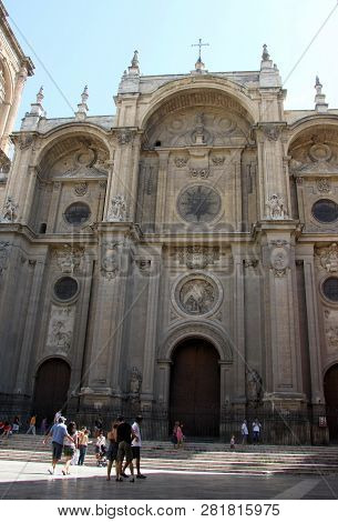 Granada, Spain - July 16, 2011: The Gothic Cathedral Of The Incarnation In Granada, The Architectura