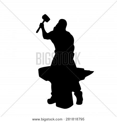 Blacksmith Male Vector Silhouette On White Background