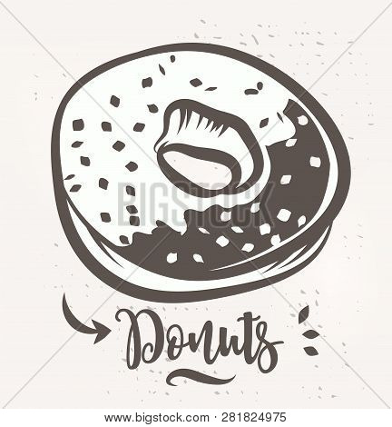 Donut Poster With Cool Design. Vector Stock Illustration.