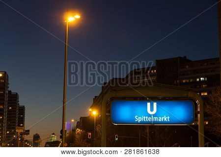 Berlin, Germany - December 18, 2017: Spittelmarkt Station In Berlin Subway Located Near To The Spree