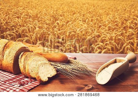 Bread Wheat And Flour On The Table