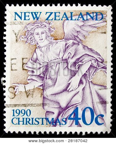 Nový Zéland - cca 1990: Známka vytištěna v Novém Zélandu ukazuje angel, cca 1990