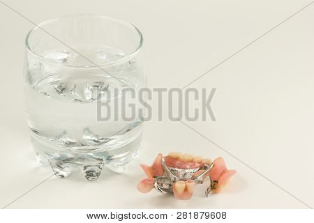 Bugel Remove Dentures With Attachments On White Background