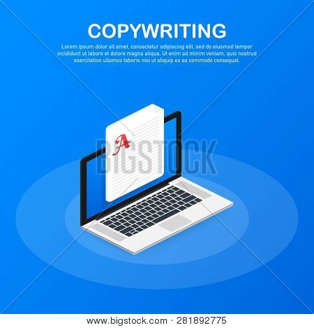 Concept For Copywriting, Content Development, Freelance, Blog Post. Vector Stock Illustration.