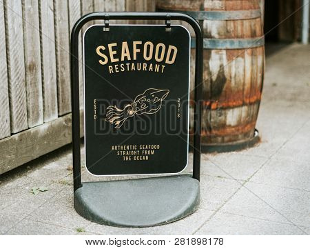 Authentic seafood restaurant board mockup