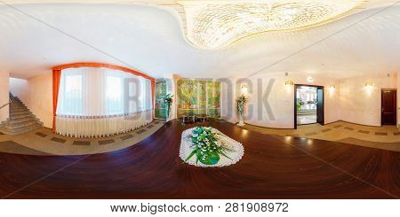 Smorgon, Belarus - March, 2013: Full Spherical Seamless Panorama 360 Degrees Angle View In Equirecta