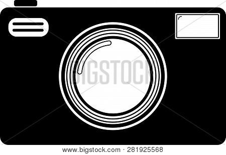 Camera Black Icon Vector Illustration Retro White Background