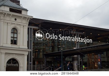 Oslo Central Station (Sentralstasjon) is main railway station in Oslo. June 14. 2018. Oslo,Norway